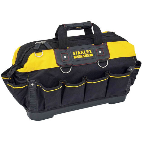 STANLEY FATMAX Open Mouth Rolling Rigid Tool Bag Trolley, Multi-Pockets  Storage Organiser, FMST1-80148, Black