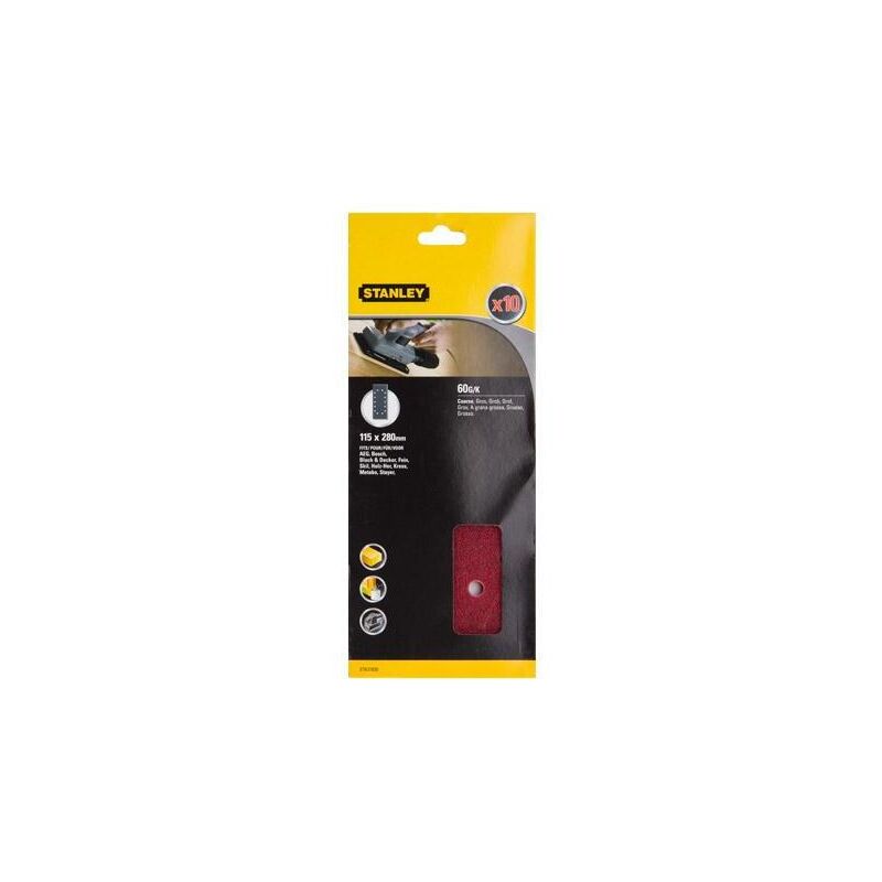 10 fogli abrasivi 115X280MM. 14FORI grana 60 - Stanley