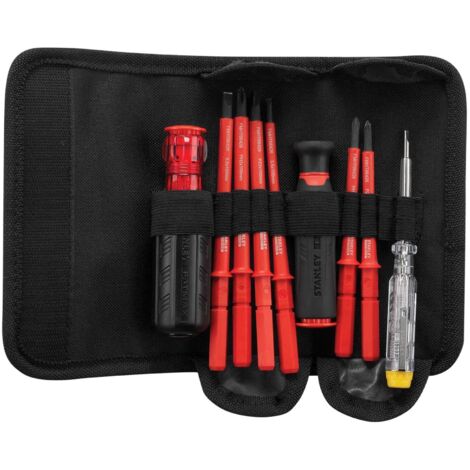 Stanley 1000V Insulated Screwdriver with Interchangeable Blades and Insulation for Electrical Work (Model: FMHT66426-0)