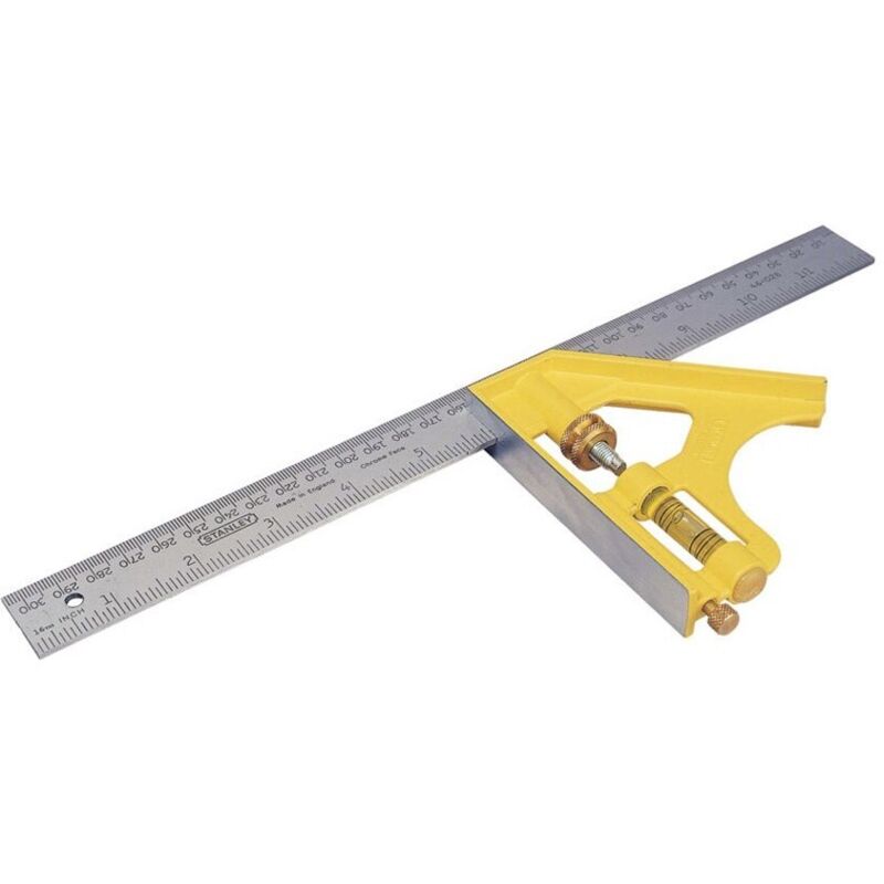 STANLEY Die Cast Combination Square 300mm 12in With Spirit Level STA246028
