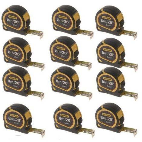Stanley 12 PACK 8m Tape Measure Bi-Material Tylon Blade 26ft STA030656 0-30-656