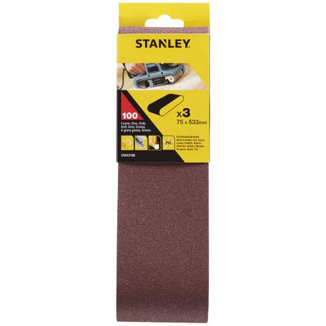 Stanley 3 bandas de lijado 75x533 grano 100 sta33196-xj