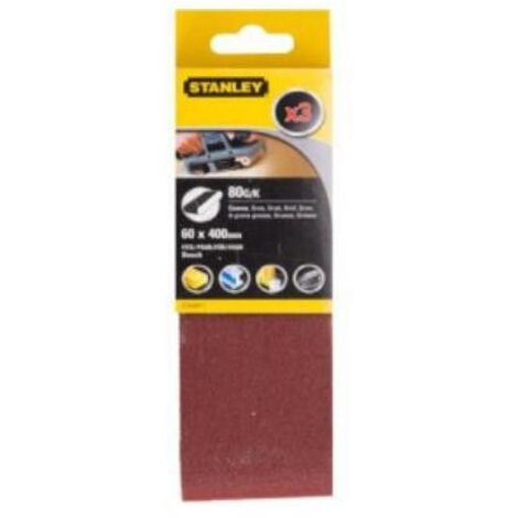 STANLEY - 3 NASTRI ABRASIVI GRANA 80 60X400MM