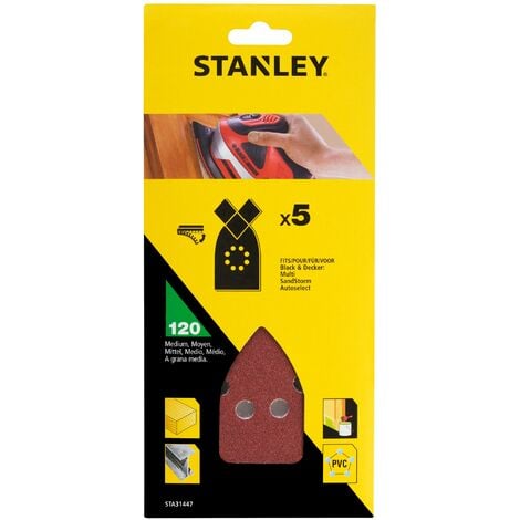 Stanley 5 abrasifs corindons pointus qualité supérieure auto-agrippants grain 120 STA31447-XJ