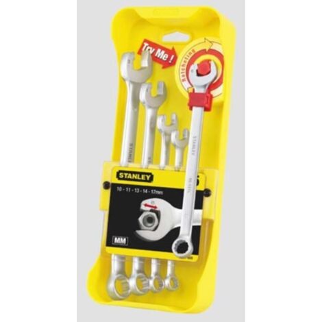 STANLEY - 5 PEZZI - CUSTODIA CON SET 5CHIAVI COMBINATE A CRICCHETTO DA 10 A 17