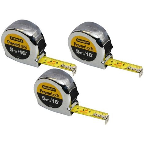 Stanley 5m Powerlock Tape Measure 16ft 3 Riveted 0-33-553 STA033553 Triple Pack