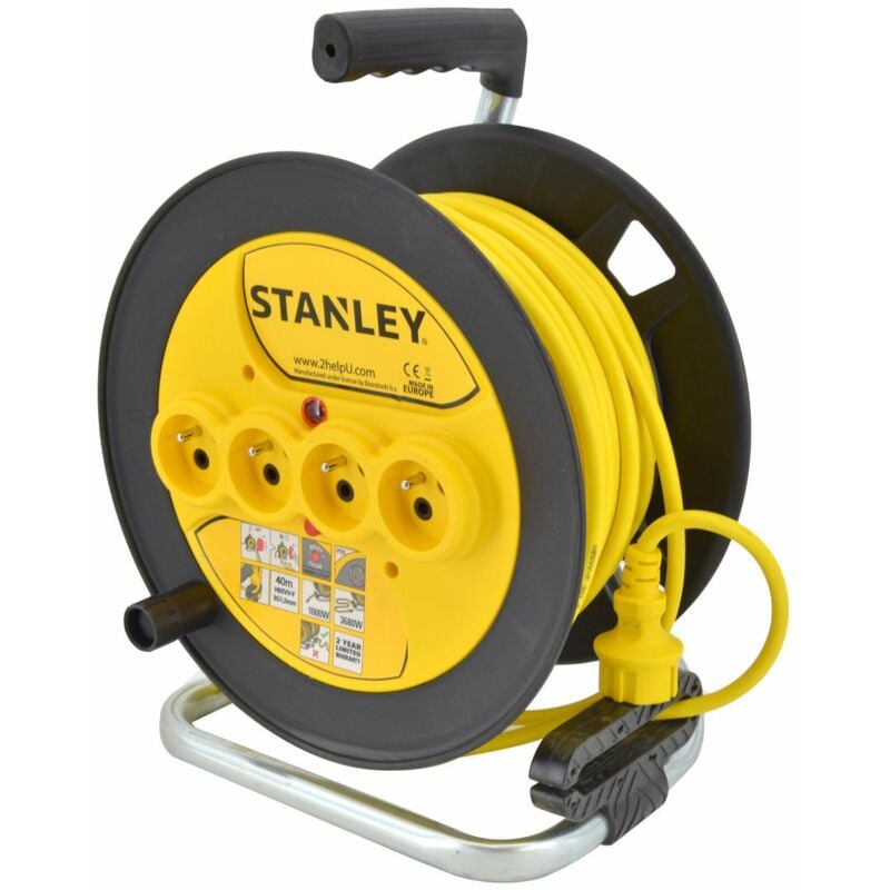6388- Enrouleur prolongateur 40m H05VV-F 31.5 mm2- équipé d'un disjoncteur thermique- - Stanley