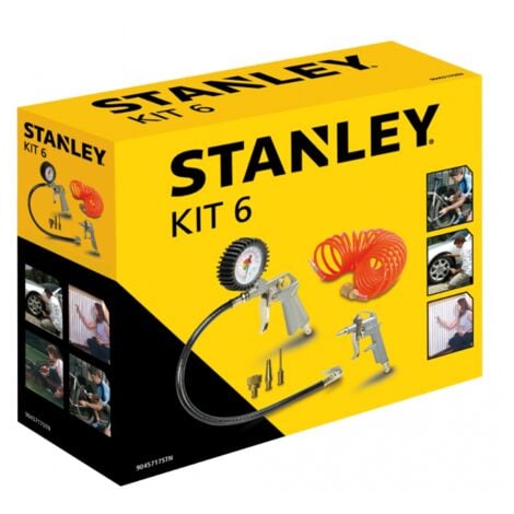 Stanley 9045717STN Inflador Ruedas Coche - Incl. Compresor Aire, bomba de Neumáticos y Manguera en Espiral 5M - Compresor de Aire Portatil Máx. 20 Barras