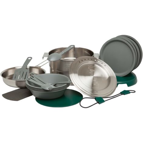 Stanley Adventure Full Kitchen Basecamp Cook Set 3,5 l - Gavetta da campeggio con 11 pezzi - Gavetta outdoor - Elemento componibile - Pentola in Acciaio Inossidabile con coperchio con sfiato