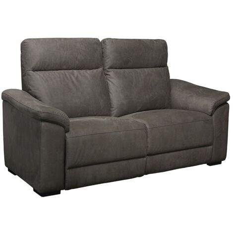 STANLEY - Canapé Fixe 2 Places Tissu Peau de Pêche Gris Foncé