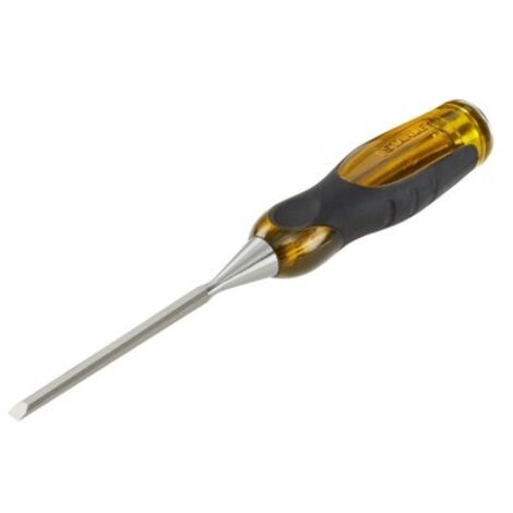 Stanley – Ciseau à bois 6 mm – Longueur 250 mm – Lame en acier EN31 trempé – Poignée ergonomique bimatière pour confort d'utilisation