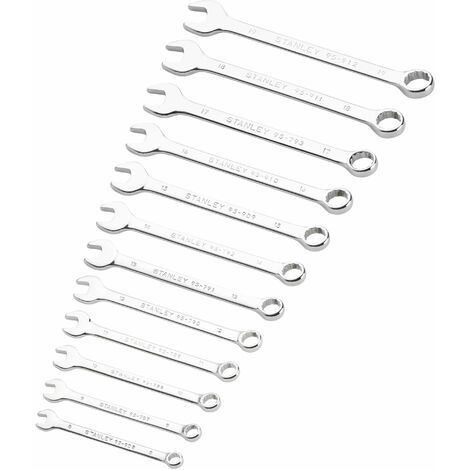 Stanley – Clés mixtes 12 pièces – Acier forgé chromé – Manche ergonomique pour confort – Œil plat pour serrage puissant