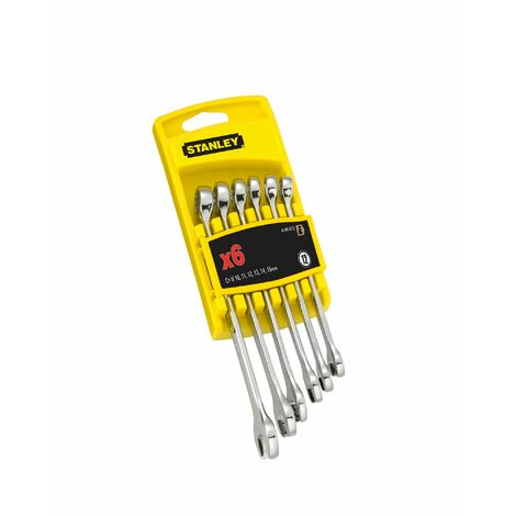 Stanley – Clés mixtes 6 pièces 10-15mm – Acier chrome vanadium – Revêtement nickel chrome satin – Profil MaxiDrive – 494646