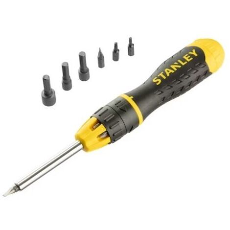 Stanley – Coffret 20 pcs – Tournevis à cliquet ergonomique pour vissage rapide – 20 embouts compatibles – Conception durable pour usage intensif