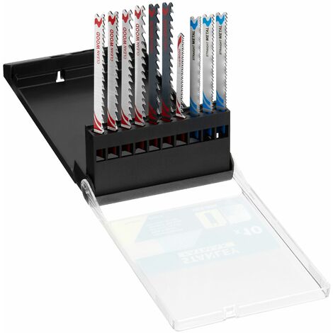 Stanley – Coffret de 10 lames de scie sauteuse – 7 lames bois HCS pour coupes nettes – 3 lames métal HSS – Attache en U pour scies sauteuses - STA29230-XJ