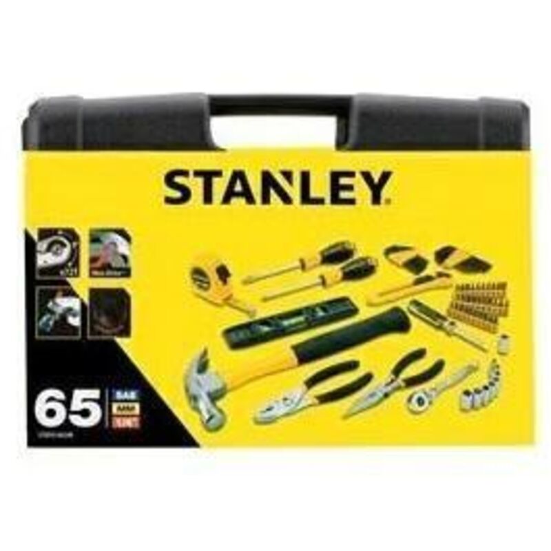 Stanley – Coffret multi-outils 65 pièces – Acier inoxydable – Poignées ergonomiques pour confort – Valise compacte pour rangement facile