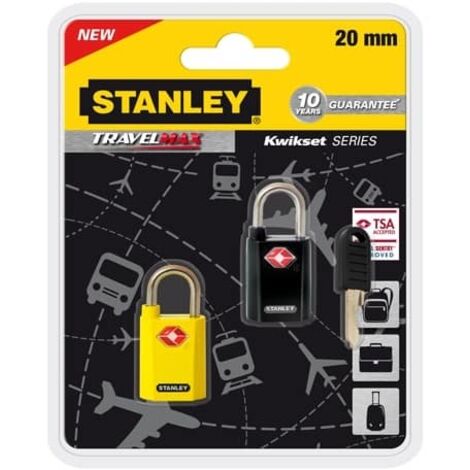 Stanley - combo 2 lucchetti nero e giallo con chiavi 20 mm zinco - s742064 - 4008496828852