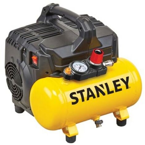 Stanley Compresseur, compresseur d'air sans huile, compresseur silencieux, horizontal, 1 ch, 8 bar, cuve 6 L