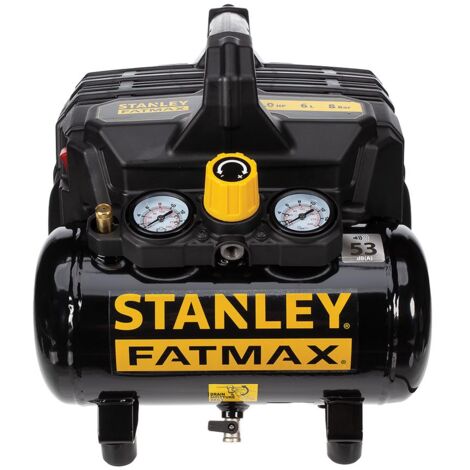 Stanley – Compresseur d'air silencieux 6L – Pression max 8 bars – Débit 105 L/min – Puissance 1 CV – Sans huile pour entretien facile