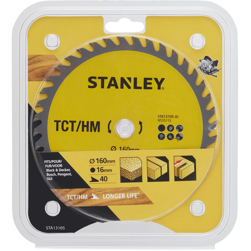 

Stanley ® - Stanley STA13105-XJ Hoja TCT. ø 160x16 mm. 40 dientes positivos ATB