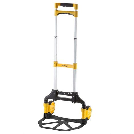 Stanley – Diable pliant léger et compact – Charge max 70 kg – Structure aluminium – 2 roues en caoutchouc – Dimensions déplié 400 x 410 x 1000 mm