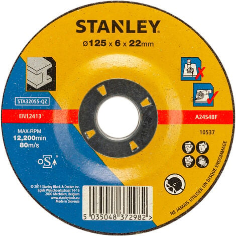Stanley Disque aggloméré à ébarber le métal 125x22x6 STA32055-QZ