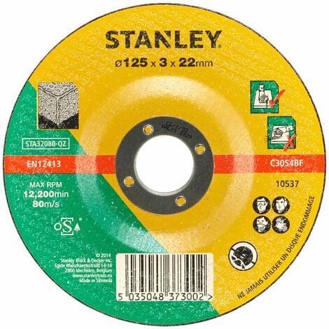 STANLEY BLACK & DECKER Stanley Disque aggloméré à tronçonner le béton 125x22x3.2 STA32080-QZ