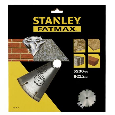 Stanley – Disque diamant segmenté 230 mm – Pour coupe de briques et béton léger – Haute performance – Compatible meuleuses - STA38117-XJ