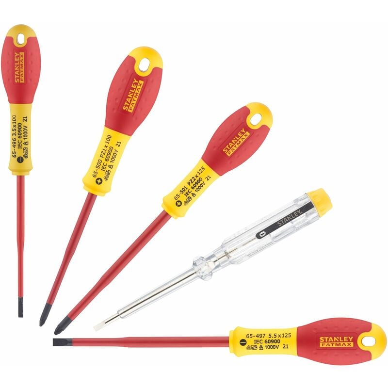 Image of Satz von 5 isolierten Slim-Schraubendrehern 1000v - Fatmax Pro Stanley XTHT0-62693