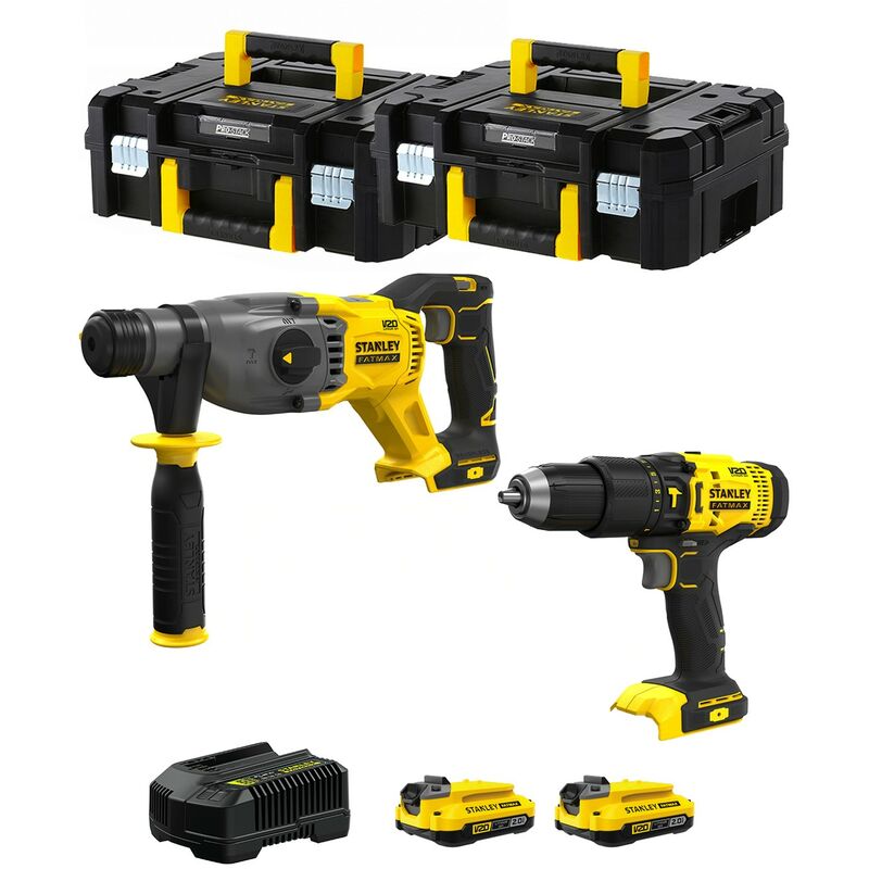 

STANLEY FatMax Kit SVK200 (SFMCH900 + SFMCD711 + 2 x 2,0 Ah + Cargador + 2 x TSTAK II)