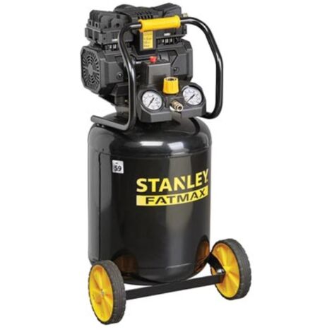 Stanley Fatmax Kompressor, 50 Liter, 8 bar, ölfrei leises Modell, vertikal, 1,5 PS, 160 l/min Luftleistung, schwarz gelb, platzsparend, geeignet zum Aufpumpen und Druckluftwerkzeugen