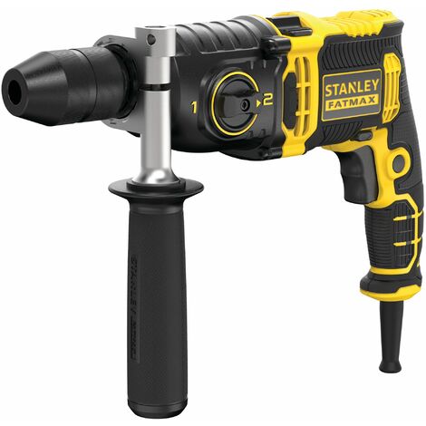 Stanley Fatmax – Perceuse à percussion 850W – 2 vitesses 0-1100/0-3100 tr/min – Cadence de frappe 54 400 cps/min – Pour béton, acier et bois - FMEH850KA-QS