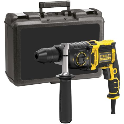 Stanley Fatmax – Perceuse à percussion filaire 850W – 2 vitesses – Mandrin auto-serrant 13mm – Capacité perçage béton 18mm – Poignée latérale pour confort - FMEH850K-QS