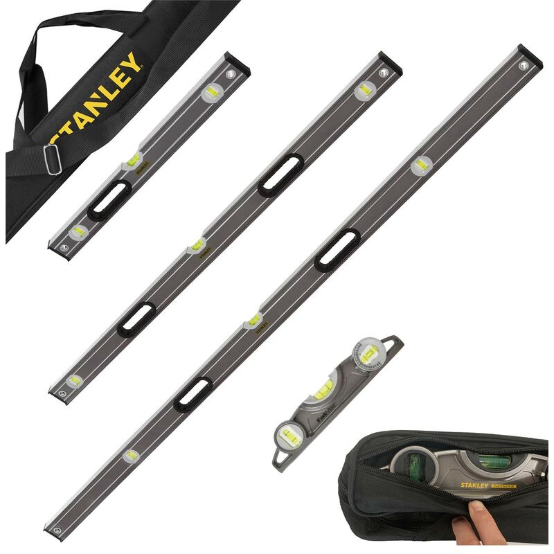 Stanley - Fatmax Pro Box Beam 4 Piece Level Pack 6ft 4ft 2ft Torpedo and Level Bag