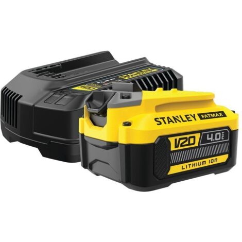 STANLEY Fatmax SFMCB14M1 QW Paket de 1 Akku V20 li-ion 18V 4AH und Ladegerät V20 li-ion 18V 2A