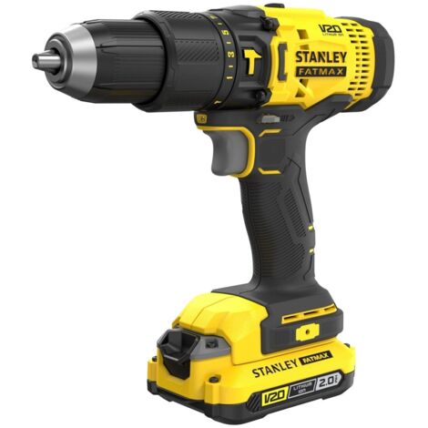 STANLEY FATMAX SFMCD711D2K-QW - Trapano a percussione (18 V, 2 velocità, coppia massima 50 Nm, luce LED, incluse 2 batterie de 18 V/2 Ah, caricabatterie, valigetta)