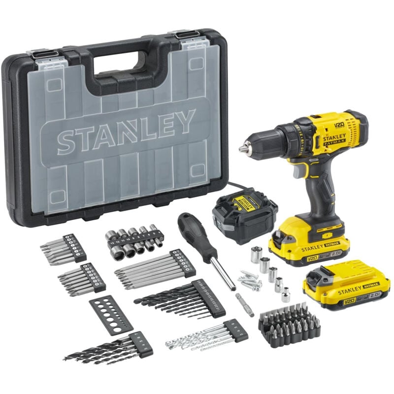 Fatmax V20 perceuse visseuse 18V avec 2 batteries 2AH + 100 accessoires SFMCW223B-XJ makita SFMCD700D2A-QW - Stanley