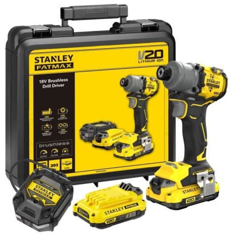 Fatmax V20 Visseuse à Impacts 203 Nm Brushless - Lithium 18V - 2 Batteries 2 Ah - SFMCF830D2K-QW - Stanley