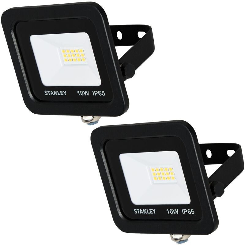 Stanley Floodlight 10W IP65 Rated Garden Slimline LED in Black- 2 Pack Litecraft