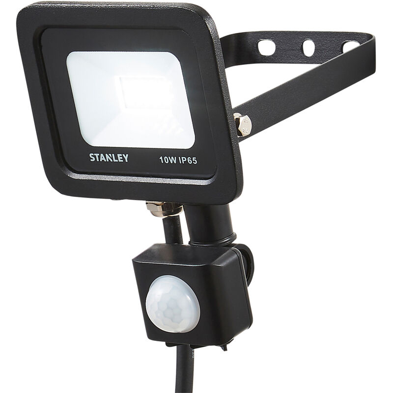 Litecraft - Stanley Floodlight 10W Slimline Garden IP65 led With pir Sensor- Black