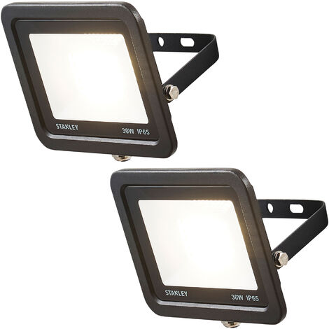 Stanley Floodlight 30W IP65 Rated Garden Slimline LED In Black- 2 Pack Litecraft