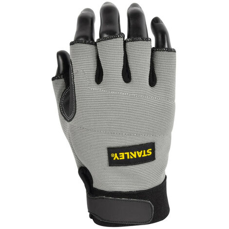 Stanley – Gants de manutention mitaines 5 doigts – Renforts caoutchoutés pour adhérence – Protection rembourrée des jointures – Norme EN388 2222X