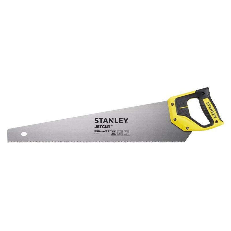 Stanley Jet Cut Fine Pvc Scissors – 550mm Long, Ergonomic Bimaterial Handle, Precise 45° And 90° Markings, 11 Tpi For Fast Cutting And Fine Finish