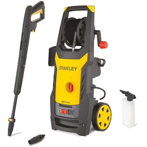 Stanley Idropulitrice SXPW24B, ad Alta Pressione, ad Acqua Fredda, per Auto ed Esterni Casa, con Avvolgitubo Statico, Pressione max. 170 bar, Portata max 500 l/h, Assorbimento 2400 W