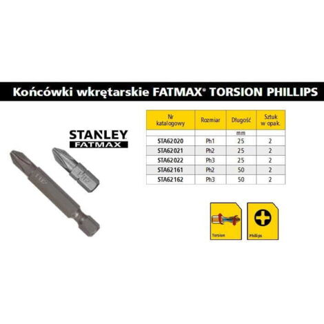STANLEY KOŃCÓWKA PH3 x 25mm /2szt.