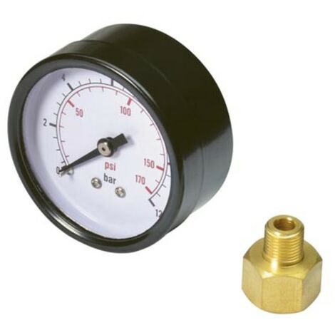 STANLEY MANOMÈTRE 0-12 BAR Ø 50 MM FIXATION ARRIÈRE 1/8'' M ET 1/4'' M X COMPRESSEUR 152163XSTN