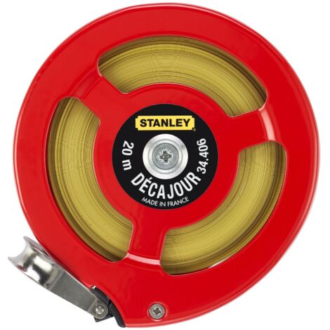 Stanley – Mètre déroulant 20 m x 12,7 mm – Acier laqué résistant aux chocs – Sortie tangentielle – 34406