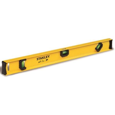 Stanley – Niveau à bulle en aluminium 60 cm – Précision 2,0 mm/m – Trois flacons pour angles 180°/90°/45° – Fenêtre supérieure pour lecture facile
