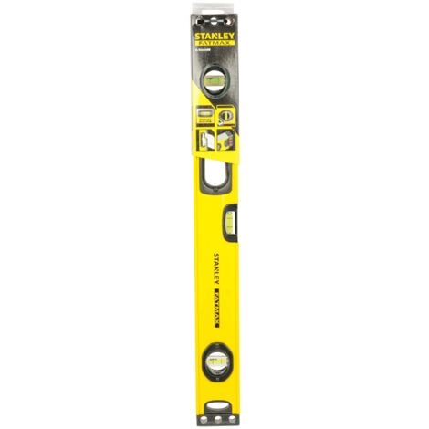 STANLEY Nivel FatMax II 60 cm, cuerpo de aluminio reforzado, 3 burbujas de visibilidad, precisión +/- 0.5mm/m, bases mecanizadas, extremos de caucho, empuñaduras fijas, 1-43-524