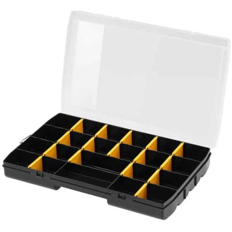 Stanley – Organiseur 17 compartiments 28cm – Polypropylène résistant – Compartiments modulables avec angles arrondis – Règle intégrée pour mesures rapides - STST81680-1